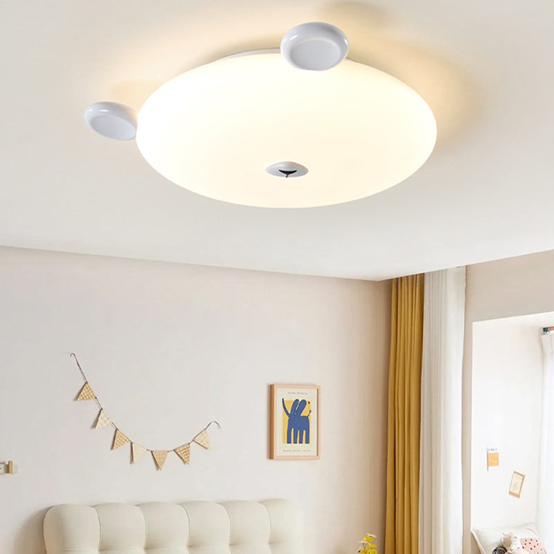 Modern Minimalist Cute Bear Iron Resin PE LED Flush Mount Ceiling Light for Kids Room, Bedroom, Nursery Lighting, Adorable Bear Design, Contemporary Kids Decor, Eco-Friendly Home Lighting, Soft Ambient Light Fixture, Playful Bedroom Illumination, Stylish