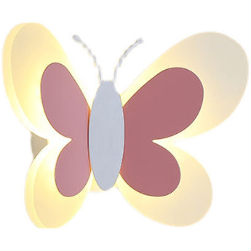 Cozy Modern Art Deco Butterfly Iron Acrylic LED Wall Sconce Lamp for Bedroom Kids Room Illuminated Decor Elegant Night Light Stylish Accent Lighting Indoor Home Decor Unique Gift for Children’s Room Playroom Nursery Wall Art