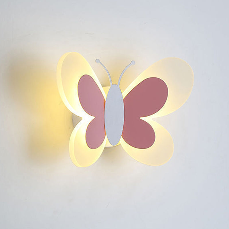 Cozy Modern Art Deco Butterfly Iron Acrylic LED Wall Sconce Lamp for Bedroom Kids Room Illuminated Decor Elegant Night Light Stylish Accent Lighting Indoor Home Decor Unique Gift for Children’s Room Playroom Nursery Wall Art