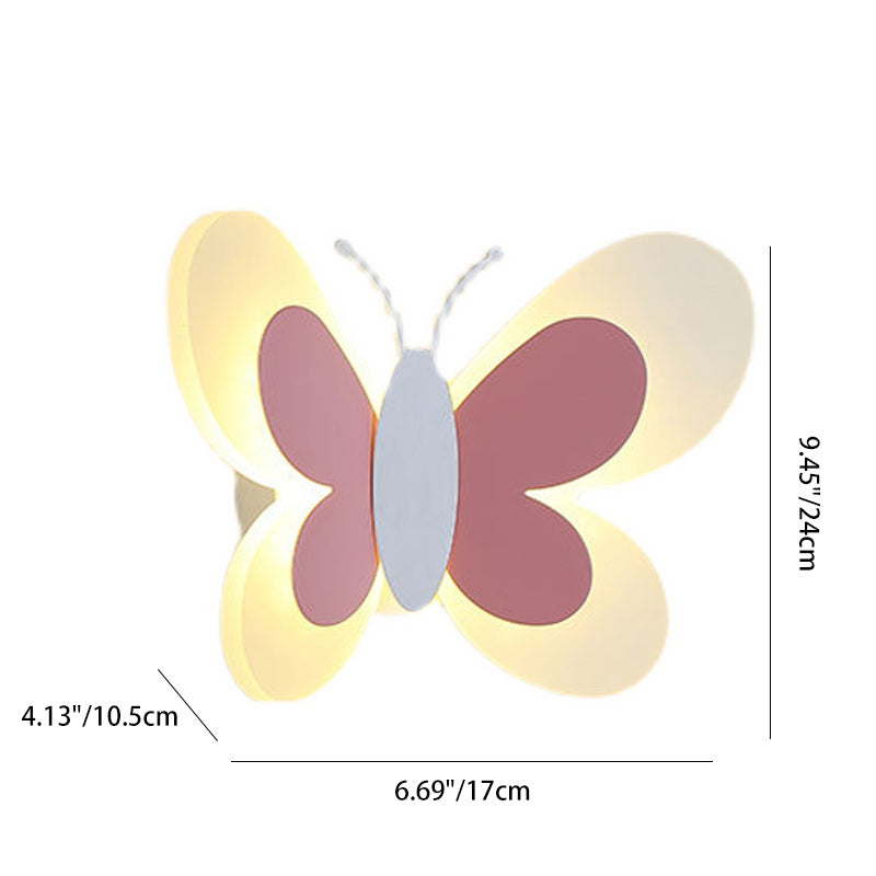 Cozy Modern Art Deco Butterfly Iron Acrylic LED Wall Sconce Lamp for Bedroom Kids Room Illuminated Decor Elegant Night Light Stylish Accent Lighting Indoor Home Decor Unique Gift for Children’s Room Playroom Nursery Wall Art