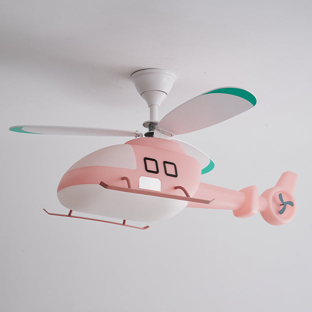 Modern Minimalist Kids Cartoon Airplane Semi-Flush Mount Ceiling Fan Light, Iron Acrylic Design for Children's Room, Airplane Ceiling Light Fixture, Kids Room Decor, Playroom Lighting, Stylish Ceiling Fan Light, Fun Airplane Theme, Energy-Efficient Kids C