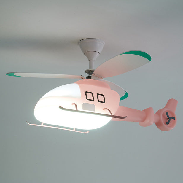 Modern Minimalist Kids Cartoon Airplane Semi-Flush Mount Ceiling Fan Light, Iron Acrylic Design for Children's Room, Airplane Ceiling Light Fixture, Kids Room Decor, Playroom Lighting, Stylish Ceiling Fan Light, Fun Airplane Theme, Energy-Efficient Kids C