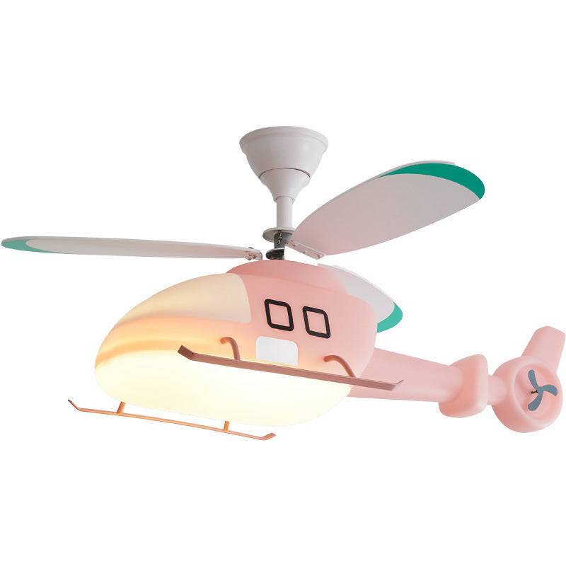 Modern Minimalist Kids Cartoon Airplane Semi-Flush Mount Ceiling Fan Light, Iron Acrylic Design for Children's Room, Airplane Ceiling Light Fixture, Kids Room Decor, Playroom Lighting, Stylish Ceiling Fan Light, Fun Airplane Theme, Energy-Efficient Kids C