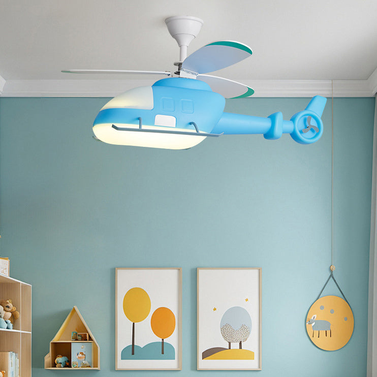 Modern Minimalist Kids Cartoon Airplane Semi-Flush Mount Ceiling Fan Light, Iron Acrylic Design for Children's Room, Airplane Ceiling Light Fixture, Kids Room Decor, Playroom Lighting, Stylish Ceiling Fan Light, Fun Airplane Theme, Energy-Efficient Kids C
