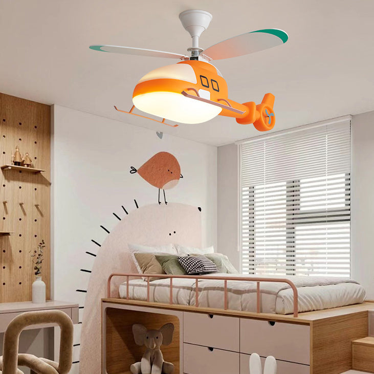 Modern Minimalist Kids Cartoon Airplane Semi-Flush Mount Ceiling Fan Light, Iron Acrylic Design for Children's Room, Airplane Ceiling Light Fixture, Kids Room Decor, Playroom Lighting, Stylish Ceiling Fan Light, Fun Airplane Theme, Energy-Efficient Kids C
