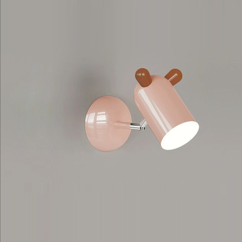 Modern Minimalist Kids Wall Lamp Cute Cylinder Shade Iron Acrylic LED Sconce for Bedroom Lighting Decor Stylish Children's Room Fixtures Night Light Ideas