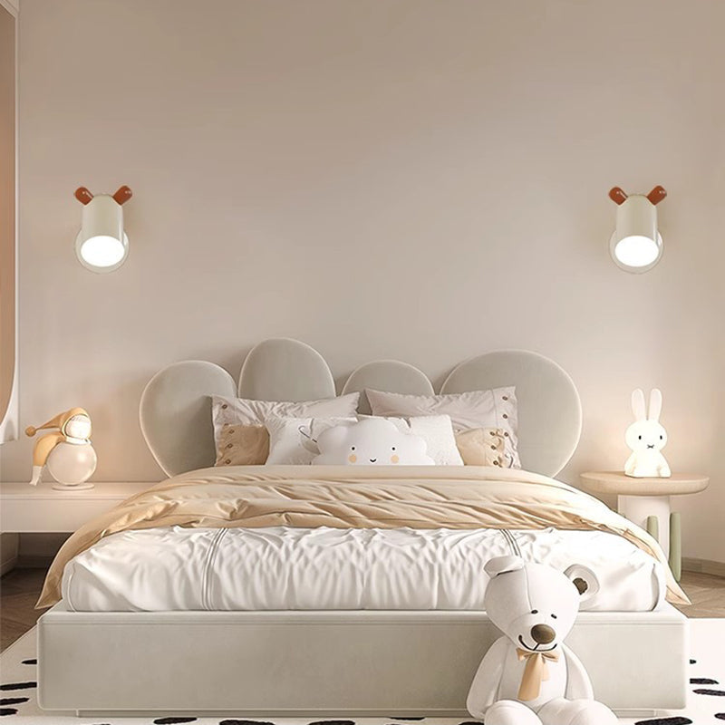 Modern Minimalist Kids Wall Lamp Cute Cylinder Shade Iron Acrylic LED Sconce for Bedroom Lighting Decor Stylish Children's Room Fixtures Night Light Ideas