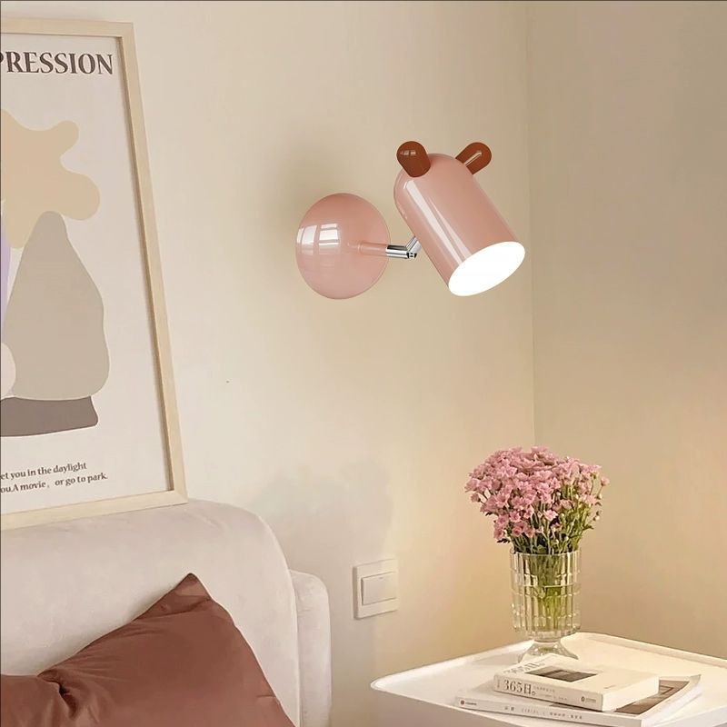 Modern Minimalist Kids Wall Lamp Cute Cylinder Shade Iron Acrylic LED Sconce for Bedroom Lighting Decor Stylish Children's Room Fixtures Night Light Ideas