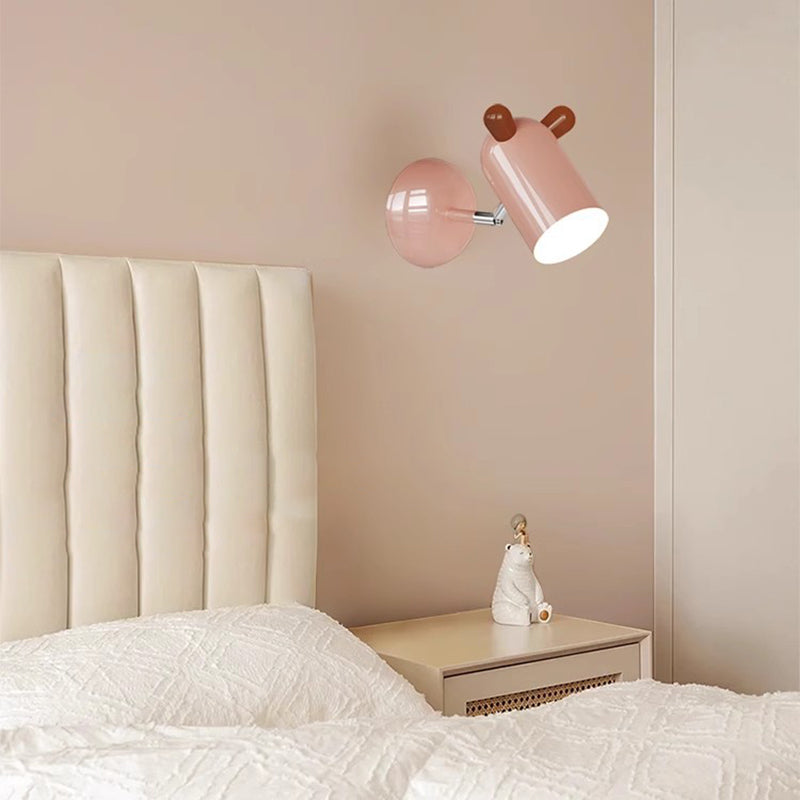 Modern Minimalist Kids Wall Lamp Cute Cylinder Shade Iron Acrylic LED Sconce for Bedroom Lighting Decor Stylish Children's Room Fixtures Night Light Ideas