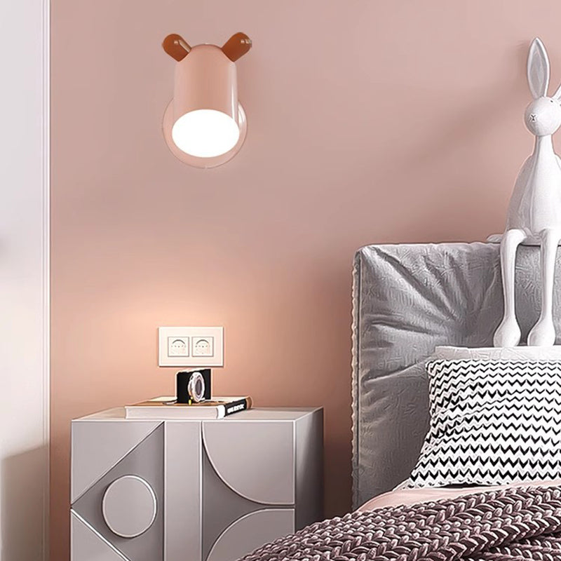 Modern Minimalist Kids Wall Lamp Cute Cylinder Shade Iron Acrylic LED Sconce for Bedroom Lighting Decor Stylish Children's Room Fixtures Night Light Ideas