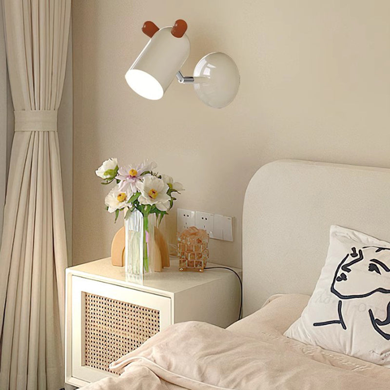 Modern Minimalist Kids Wall Lamp Cute Cylinder Shade Iron Acrylic LED Sconce for Bedroom Lighting Decor Stylish Children's Room Fixtures Night Light Ideas