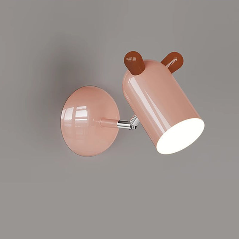 Modern Minimalist Kids Wall Lamp Cute Cylinder Shade Iron Acrylic LED Sconce for Bedroom Lighting Decor Stylish Children's Room Fixtures Night Light Ideas
