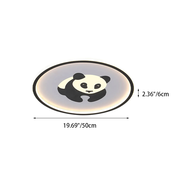 Contemporary Creative Iron Round Panda Kids LED Flush Mount Ceiling Light for Bedroom – Cute Panda Design Lighting, Modern Children’s Room Ceiling Fixture, Energy-Efficient LED Light, Playful Aesthetic for Kid’s Room Decor, Adjustable Brightness, Easy Ins