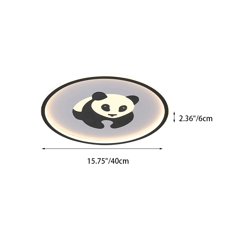 Contemporary Creative Iron Round Panda Kids LED Flush Mount Ceiling Light for Bedroom – Cute Panda Design Lighting, Modern Children’s Room Ceiling Fixture, Energy-Efficient LED Light, Playful Aesthetic for Kid’s Room Decor, Adjustable Brightness, Easy Ins