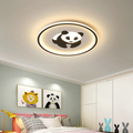 Contemporary Creative Iron Round Panda Kids LED Flush Mount Ceiling Light for Bedroom – Cute Panda Design Lighting, Modern Children’s Room Ceiling Fixture, Energy-Efficient LED Light, Playful Aesthetic for Kid’s Room Decor, Adjustable Brightness, Easy Ins