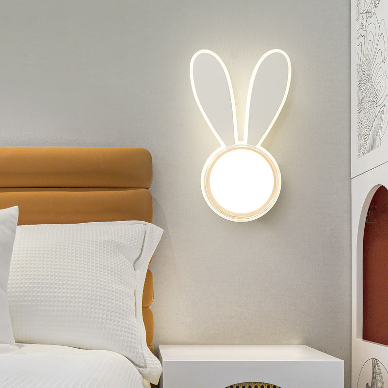 Modern Minimalist Kids Wall Sconce Lamp, Iron Acrylic Rabbit Dolphin LED Light, Bedroom Decor, Nursery Lighting, Children's Room Wall Fixture, Stylish Illumination for Kids Spaces, Eco-Friendly Energy Efficient, Cute Animal Design for Playroom Decor