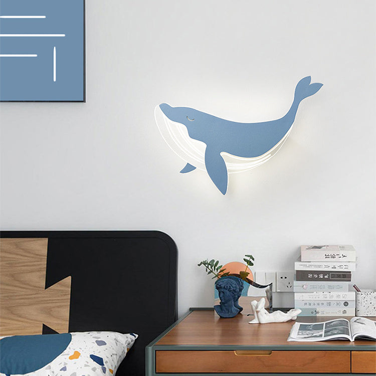 Modern Minimalist Kids Wall Sconce Lamp, Iron Acrylic Rabbit Dolphin LED Light, Bedroom Decor, Nursery Lighting, Children's Room Wall Fixture, Stylish Illumination for Kids Spaces, Eco-Friendly Energy Efficient, Cute Animal Design for Playroom Decor