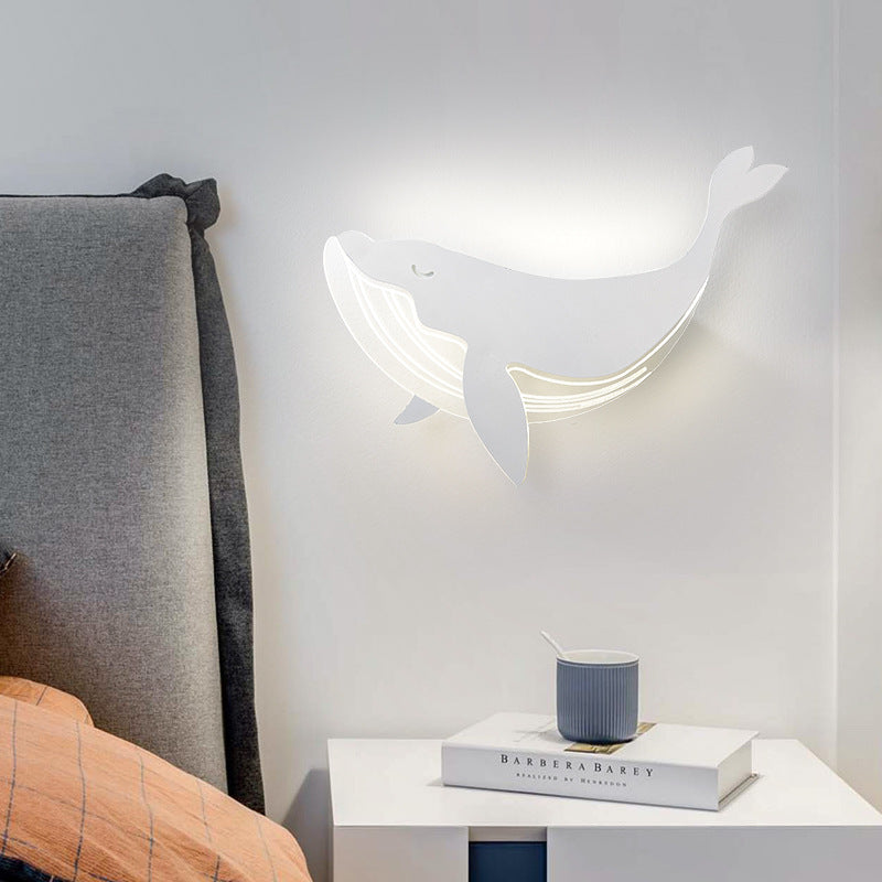 Modern Minimalist Kids Wall Sconce Lamp, Iron Acrylic Rabbit Dolphin LED Light, Bedroom Decor, Nursery Lighting, Children's Room Wall Fixture, Stylish Illumination for Kids Spaces, Eco-Friendly Energy Efficient, Cute Animal Design for Playroom Decor