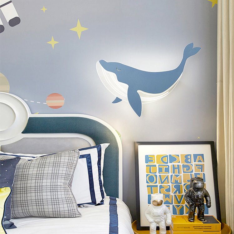 Modern Minimalist Kids Wall Sconce Lamp, Iron Acrylic Rabbit Dolphin LED Light, Bedroom Decor, Nursery Lighting, Children's Room Wall Fixture, Stylish Illumination for Kids Spaces, Eco-Friendly Energy Efficient, Cute Animal Design for Playroom Decor