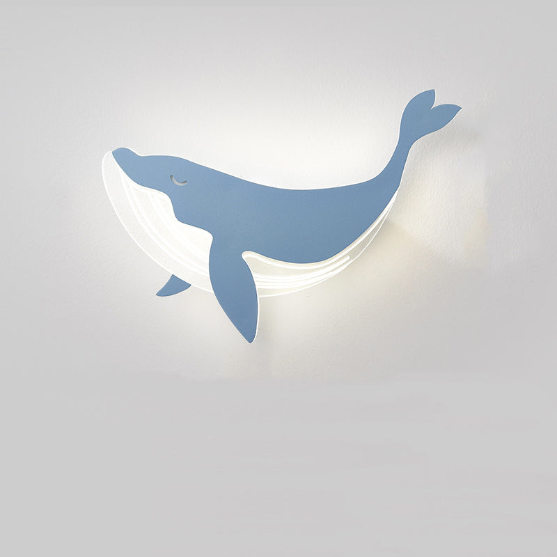 Modern Minimalist Kids Wall Sconce Lamp, Iron Acrylic Rabbit Dolphin LED Light, Bedroom Decor, Nursery Lighting, Children's Room Wall Fixture, Stylish Illumination for Kids Spaces, Eco-Friendly Energy Efficient, Cute Animal Design for Playroom Decor