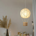 Modern Minimalist Kids Hot Air Balloon Pendant Light Fabric Iron Rattan Weaving 1-Light Fixture Bedroom Decor Childrens Lighting Trendy Nursery Design Cute Bedroom Aesthetic Unique Kids Room Illumination Stylish Hot Air Balloon Light Modern Kids Lighting