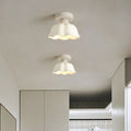 Contemporary Nordic Flower Semi-Flush Mount Ceiling Light for Entryway - Iron, Glass, and Ceramic Design
