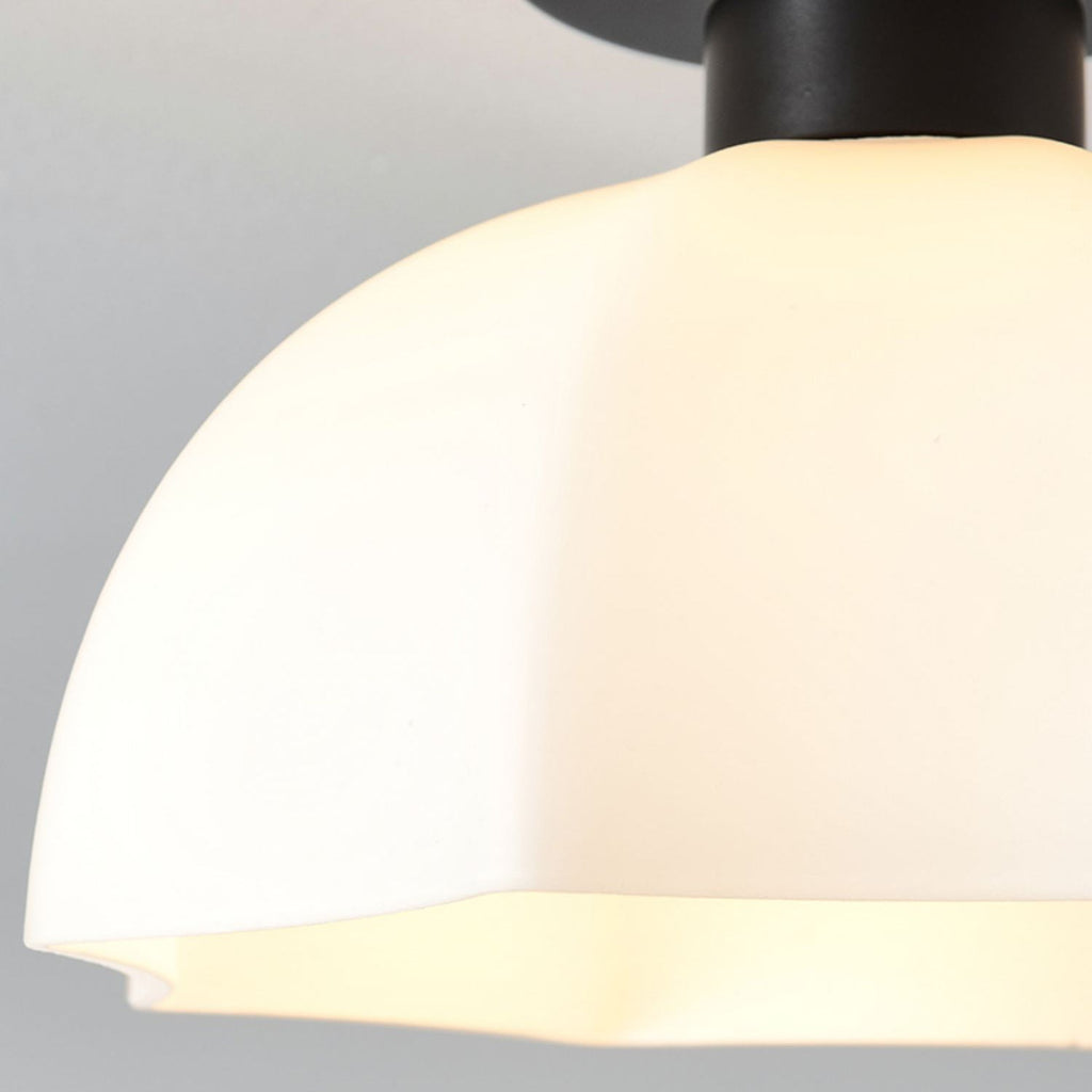 Contemporary Nordic Flower Semi-Flush Mount Ceiling Light for Entryway - Iron, Glass, and Ceramic Design