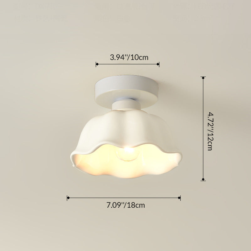 Contemporary Nordic Flower Semi-Flush Mount Ceiling Light for Entryway - Iron, Glass, and Ceramic Design