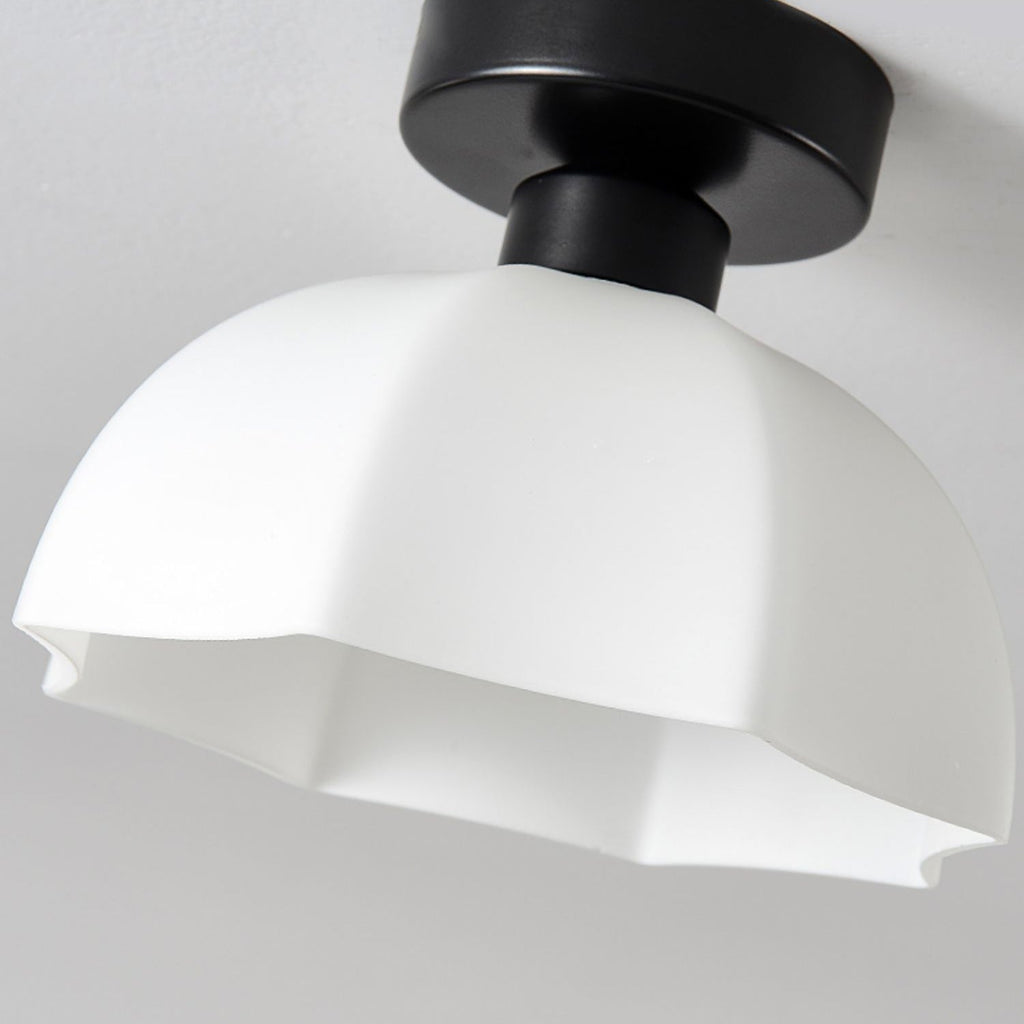 Contemporary Nordic Flower Semi-Flush Mount Ceiling Light for Entryway - Iron, Glass, and Ceramic Design