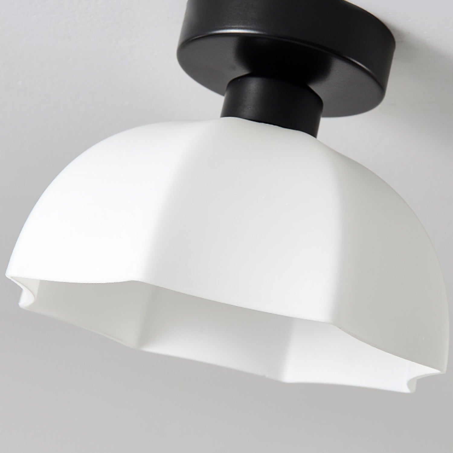 Contemporary Nordic Flower Semi-Flush Mount Ceiling Light for Entryway - Iron, Glass, and Ceramic Design