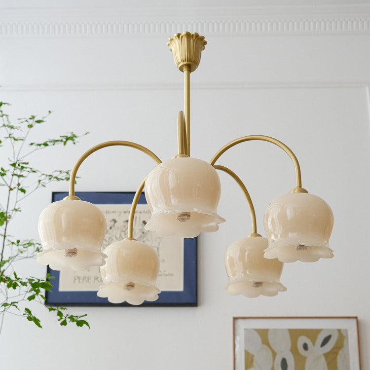 Rustic Tulip Floral Copper Resin Chandelier - 3/5/6/8 Light for Living Room