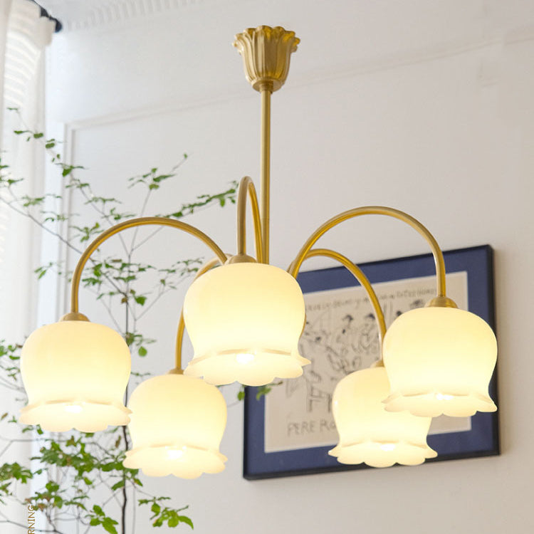 Rustic Tulip Floral Copper Resin Chandelier - 3/5/6/8 Light for Living Room