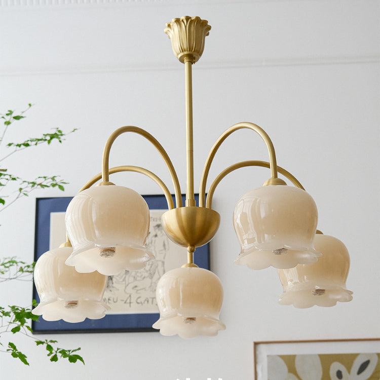 Rustic Tulip Floral Copper Resin Chandelier - 3/5/6/8 Light for Living Room