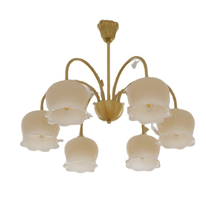 Rustic Tulip Floral Copper Resin Chandelier - 3/5/6/8 Light for Living Room