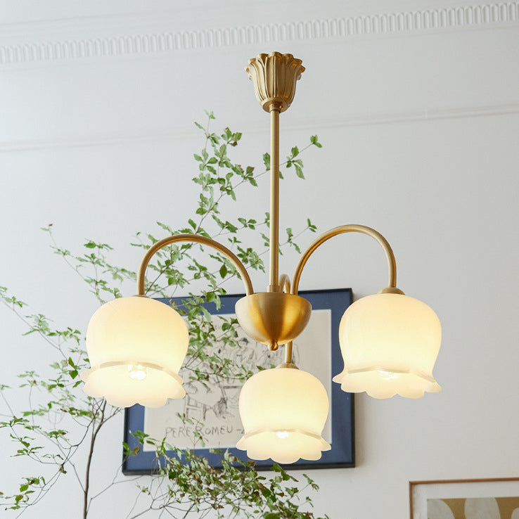 Rustic Tulip Floral Copper Resin Chandelier - 3/5/6/8 Light for Living Room