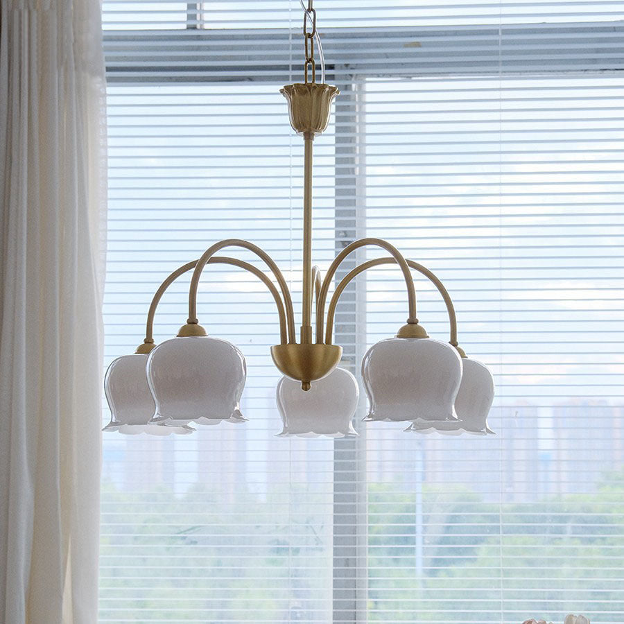 Rustic Tulip Floral Copper Resin Chandelier - 3/5/6/8 Light for Living Room