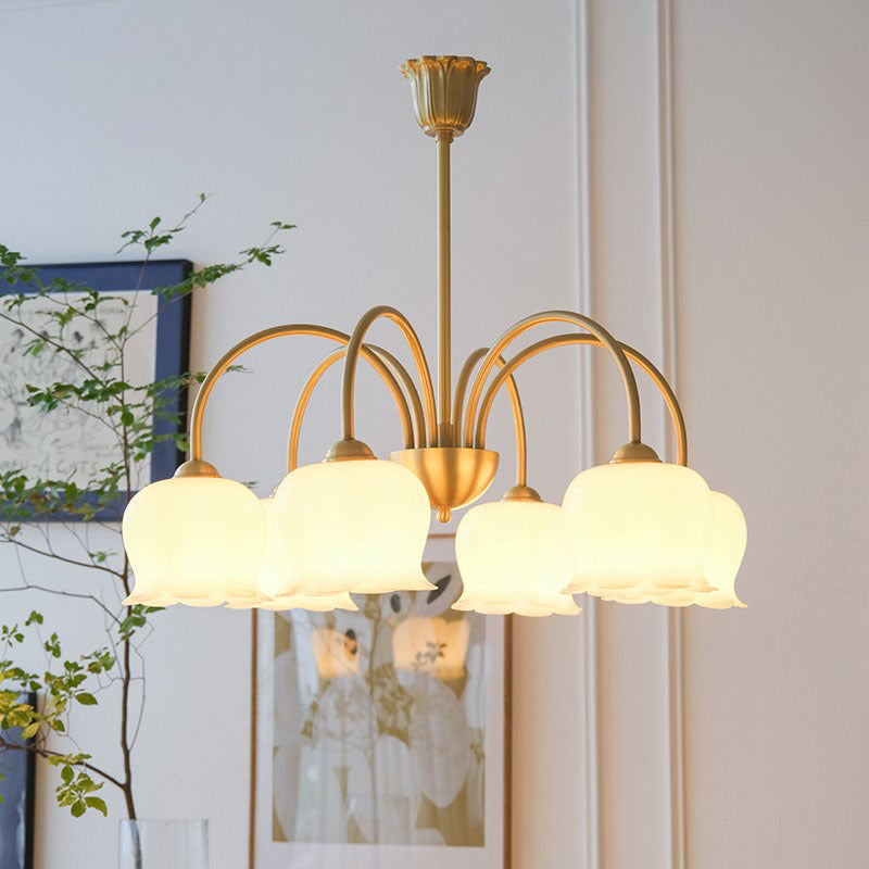 Rustic Tulip Floral Copper Resin Chandelier - 3/5/6/8 Light for Living Room