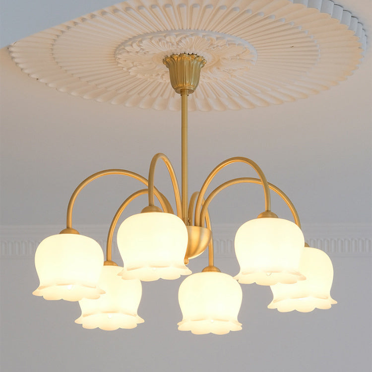 Rustic Tulip Floral Copper Resin Chandelier - 3/5/6/8 Light for Living Room