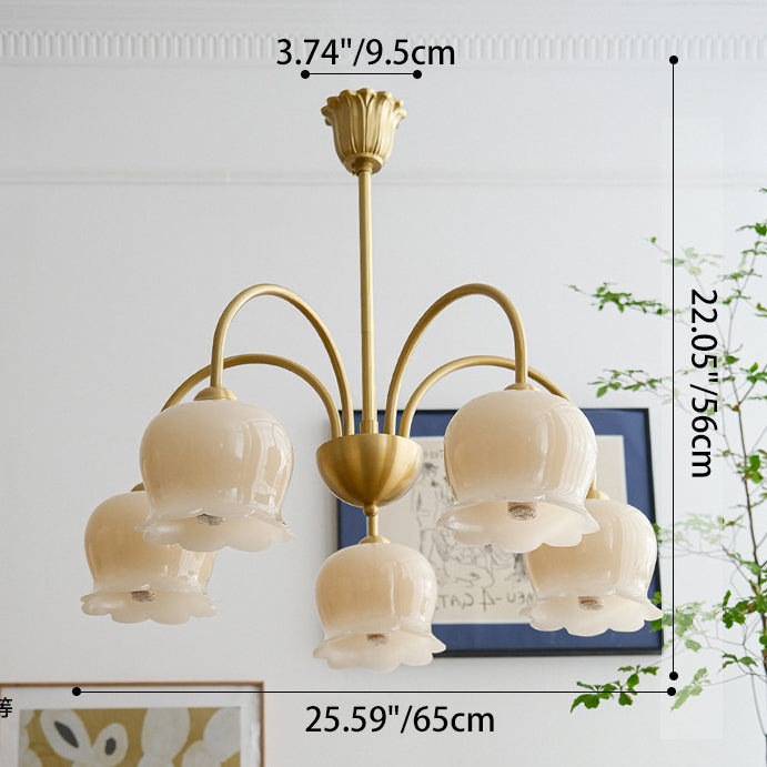 Rustic Tulip Floral Copper Resin Chandelier - 3/5/6/8 Light for Living Room