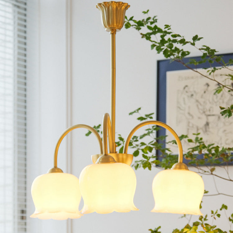 Rustic Tulip Floral Copper Resin Chandelier - 3/5/6/8 Light for Living Room