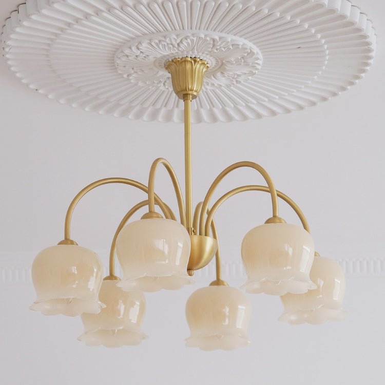 Rustic Tulip Floral Copper Resin Chandelier - 3/5/6/8 Light for Living Room