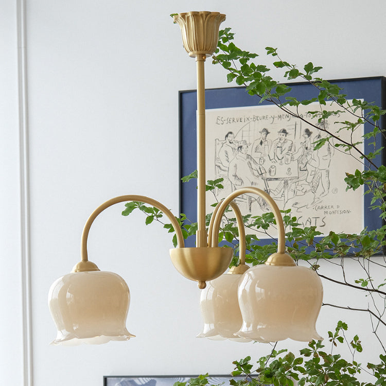 Rustic Tulip Floral Copper Resin Chandelier - 3/5/6/8 Light for Living Room