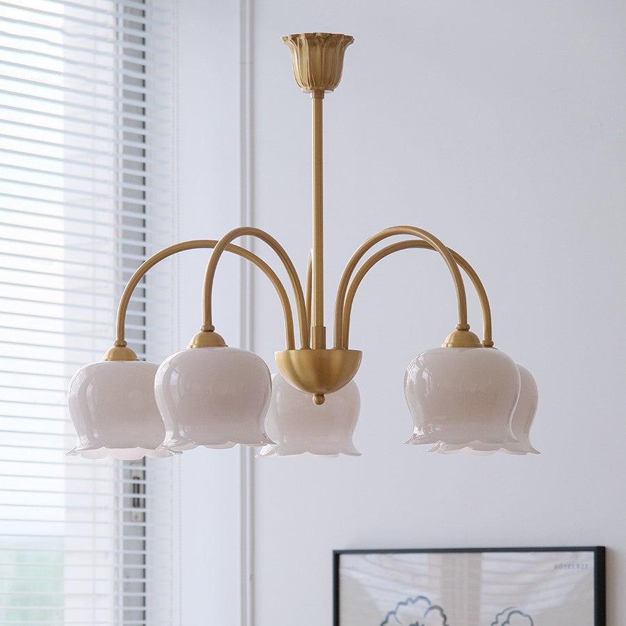 Rustic Tulip Floral Copper Resin Chandelier - 3/5/6/8 Light for Living Room