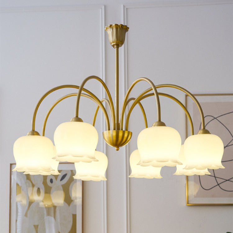 Rustic Tulip Floral Copper Resin Chandelier - 3/5/6/8 Light for Living Room