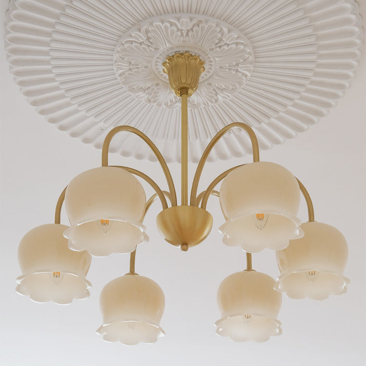 Rustic Tulip Floral Copper Resin Chandelier - 3/5/6/8 Light for Living Room