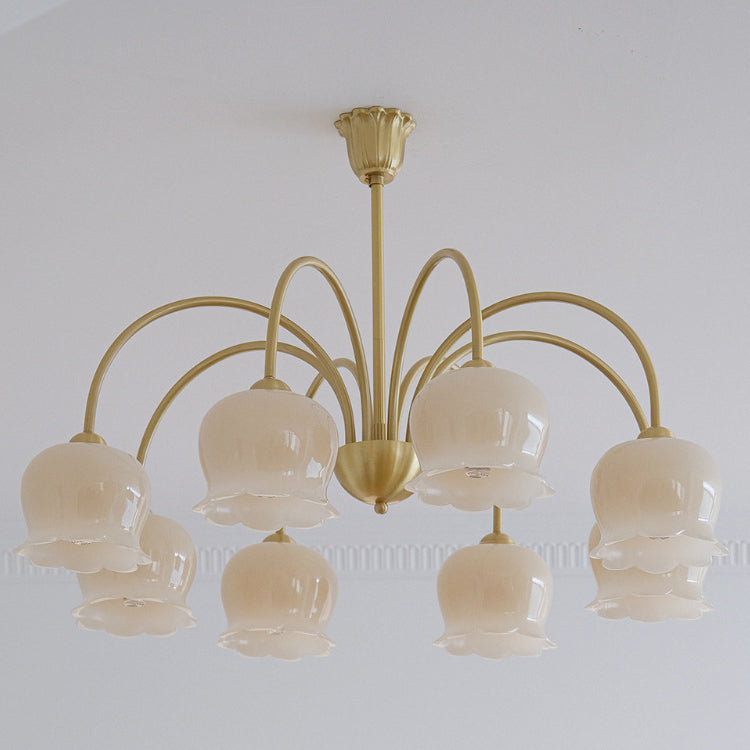 Rustic Tulip Floral Copper Resin Chandelier - 3/5/6/8 Light for Living Room