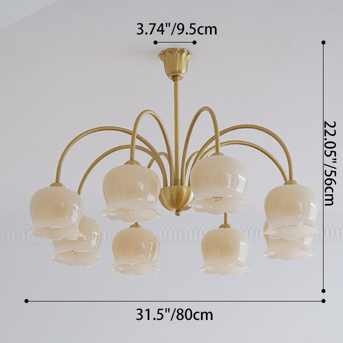 Rustic Tulip Floral Copper Resin Chandelier - 3/5/6/8 Light for Living Room