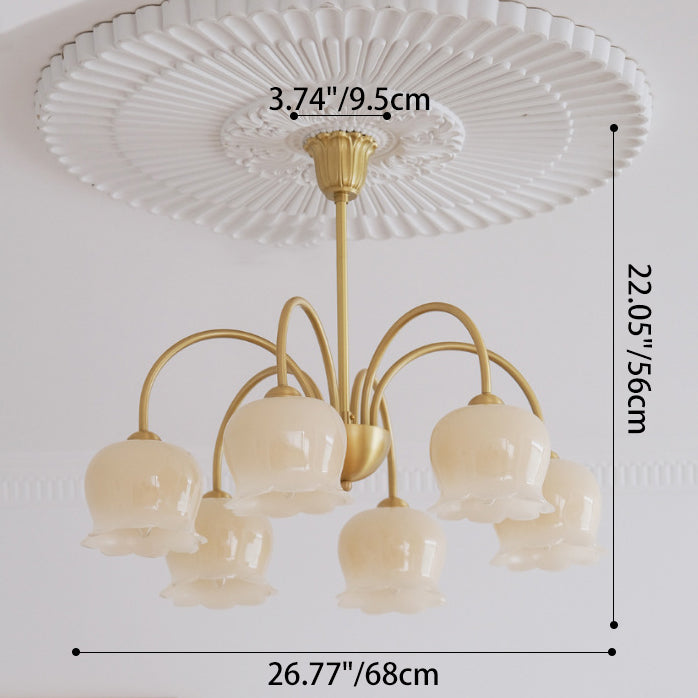 Rustic Tulip Floral Copper Resin Chandelier - 3/5/6/8 Light for Living Room