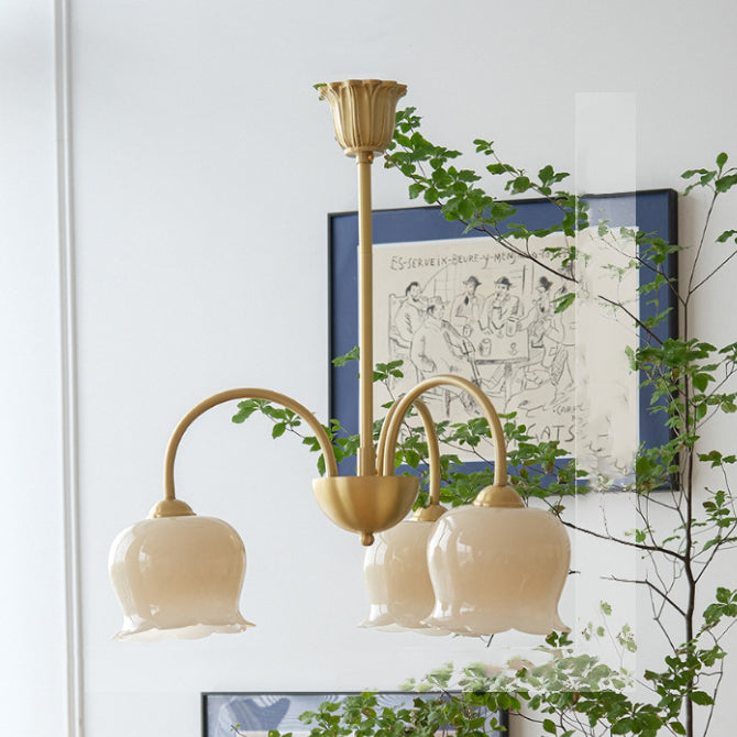 Rustic Tulip Floral Copper Resin Chandelier - 3/5/6/8 Light for Living Room