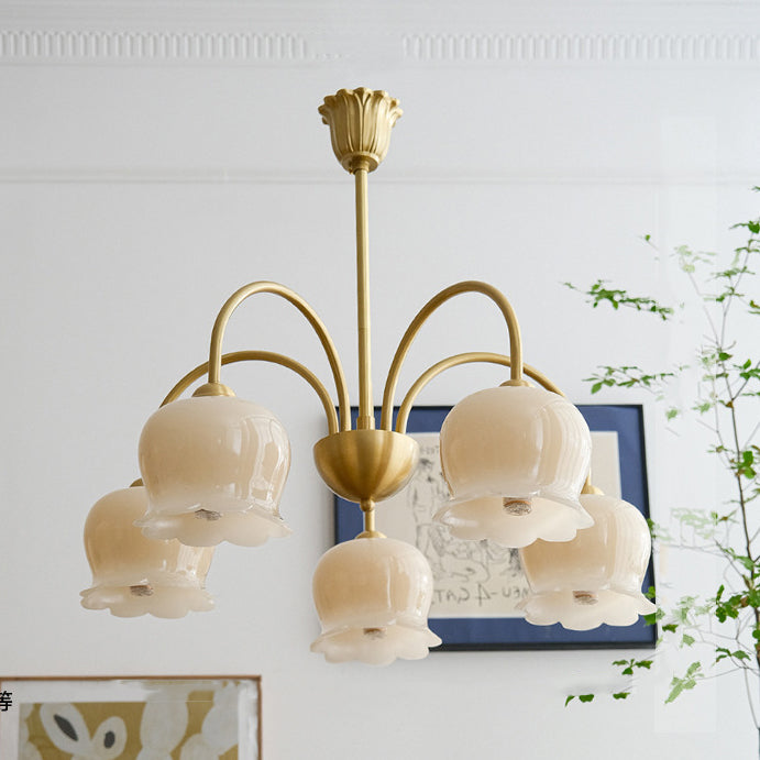 Rustic Tulip Floral Copper Resin Chandelier - 3/5/6/8 Light for Living Room
